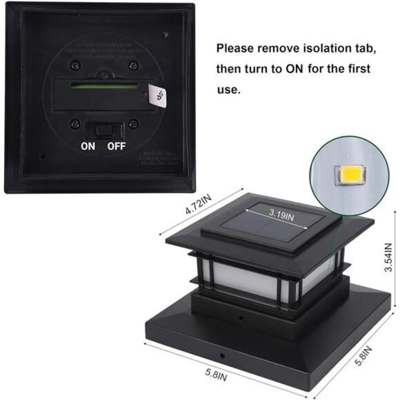 6 Pack Solar Post Lights Outdoor, Solar Powered Fence Post Cap Lights - Picture 5 of 6